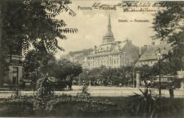 * T2 1905 Pozsony, Pressburg, Bratislava; Sétatér, Villamos, Huttinger Nemzeti Kávéháza. 'Bediene Dich Allein' / Promena - Sonstige & Ohne Zuordnung