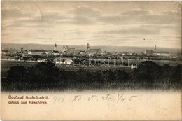 T2/T3 1910 Szakolca, Skalica; Látkép, Templomok. Kiadja Schefranek H. és Fia / General View, Churches (fl) - Other & Unclassified