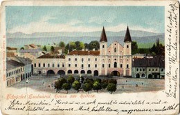* T3/T4 1903 Zsolna, Sillein, Zilina; Templom, üzletek. Kiadja Löwy Fülöp 76. / Church, Shops (fa) - Other & Unclassified