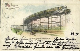 T2/T3 1899 New York, Elevated Railwad Curve 110th St., Souvenir Of Greater New York (EK) - Other & Unclassified