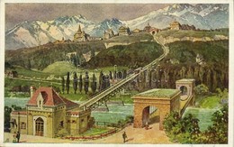 * T1/T2 Innsbruck, Hungerburgbahn, Alpenlandische Kunst Nr. 62., Verlag F. Morawetz / Funicular Railway + 'Café-Restaura - Other & Unclassified