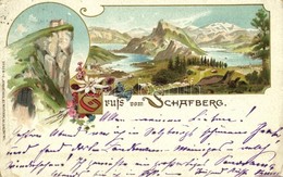 T3 1900 Schafberg (Salzkammergut), Mountain Peak, Chalet. C. Jurischek Kunstverlag No. 314. Art Nouveau, Floral, Litho ( - Otros & Sin Clasificación