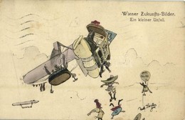* T2/T3 1910 Wien, Vienna, Bécs; Wiener Zukunfts-Bilder. Ein Kleiner Unfall / Bécs A Jövőben - 'Egy Kis Baleset' / Vienn - Sonstige & Ohne Zuordnung