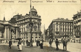 T2/T3 1909 Wien, Vienna, Bécs I. Albrechtsplatz, Philipphof, Tegetthoffstrasse, Mozart-Denkmal / Square, Beer Hall, Pala - Other & Unclassified