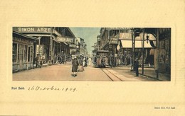 * T2 1909 Port Said, Bazaar Egypt, Simon Arzt, Au Printemps G. Macri Fils, Tram - Andere & Zonder Classificatie