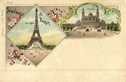 ** T4 Paris, Tour Eiffel, Trocadéro, No. 822. / Eiffel Tower, Palace, Art Nouveau, Litho (wet Damage) - Otros & Sin Clasificación