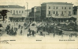 * T2 1908 Athens, Athenes, Athína; Place De La Concorde / Square, Annex To Pangeion Hotel, Café Zacharatos - Autres & Non Classés