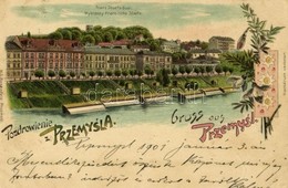 T2/T3 1901 Przemysl, Franz Josefs-Quai / Wybrzezy Franciszka Józefa / Quay. M. G. Rosenfeld Art Nouveau, Floral, Litho   - Sonstige & Ohne Zuordnung
