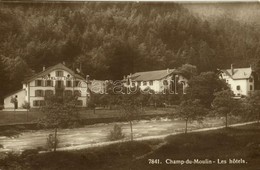 * T2 1924 Champ-du-Moulin, Les Hotels + 'Gorges De L'Areuse Hotel De La Truite Champ-du-Moulin' Cancellation - Otros & Sin Clasificación