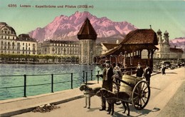 ** T1/T2 Lucerne, Luzern; Kapellbrücke Und Pilatus / Bridge, Mountain, Dogs - Other & Unclassified