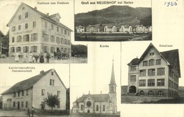 T1/T2 1925 Neuenhof, Gasthaus Zum Posthorn, Landwirtschaftliche Genossenschaft, Kirche, Schulhaus / Hotel, Agricultural  - Sonstige & Ohne Zuordnung