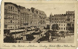 T2/T3 1917 Lviv, Lwów, Lemberg; Plac Halicki I Ul. Walowa / Halicki Platz U. Walowa Gasse / Square, Street View, Bank (f - Sonstige & Ohne Zuordnung