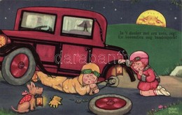 T1/T2 1930 'In 't Donker Met Een Auto, Zeg! En Bovendien Nog Bandenpech!' / Children With Automobile, Changing A Tire, D - Zonder Classificatie