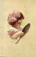 * T2 Little Girl With Mirror, Art Postcard - Sin Clasificación