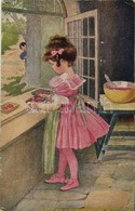 T2 1926 Girl Making Gingerbread Hearts, American Children No. 112. - Unclassified