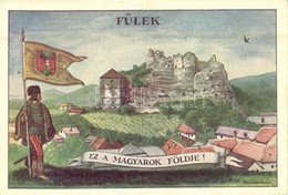 ** T1 Fülek, Filakovo; Ez A Magyarok Földje! Vár, Irredenta Művészlap Címerrel. Fébé-nyomda / Castle, Hungarian Irredent - Non Classificati