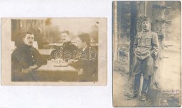 2 Db RÉGI Magyar Katonai Fotó Képeslap 1920 Előttről / 2 Pre1920 Hungarian Military Photo Postcards - Ohne Zuordnung