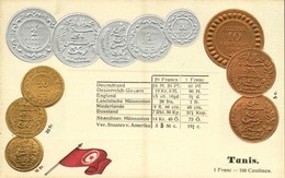 ** T2/T3 Tunisie / Coins And Flag Of Tunis. M. H. Berlin-Schbg. Emb. Litho (pinhole) - Ohne Zuordnung