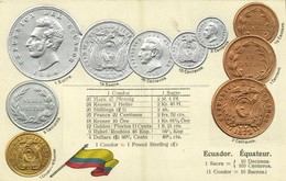 ** T2/T3 Ecuador / Équateur / Coins And Flag Of Ecuador. M. H. Berlin-Oranienburg-Eden. Emb. Litho (pinhole) - Sin Clasificación
