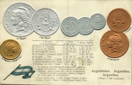 ** T2/T3 Argentinien / Coins And Flag Of Argentina. M. H. Berlin-Oranienburg-Eden. Emb. Litho (pinhole) - Non Classificati