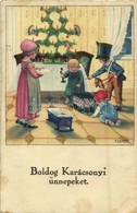 * T2/T3 Boldog Karácsonyi Ünnepeket! / Christmas Greeting Art Postcard, Children With Toy Presents. Erika Nr. 6049. Lith - Sin Clasificación