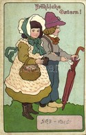* T2/T3 Fröhliche Ostern! / Easter Greeting Card, Folklore, Traditional Costumes, Litho (fl) (non PC) - Ohne Zuordnung