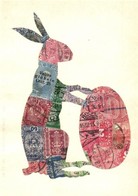 ** T2 Húsvéti Nyúl. Bélyegekből Kivágott és összeragasztott Képeslap. Budai Nyomda / Easter Rabbit. Made Out Of Stamps - Ohne Zuordnung