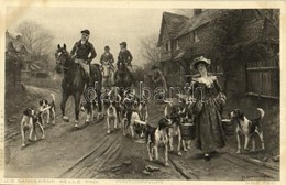 ** T2 Hunters On Horses With Hunting Dogs. Photogravure Series 6171. S: J.S. Sanderson Wells - Unclassified