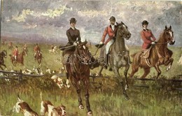 T2 1909 Hunters On Horses With Hunting Dogs. B.K.W.I. 487-4. - Zonder Classificatie