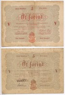 1848. 5Ft 'Kossuth Bankó' Vörösesbarna + 1848. 5Ft 'Kossuth Bankó' Barna Nyomat T:III,III- 
Adamo G109, G109A - Unclassified