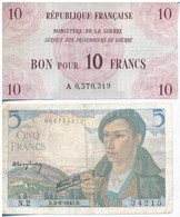 Franciaország 1943. 5Fr + 1945. 10Fr Hadifogolytábor Pénz T:III, III-
France 1943. 5 Francs + 1945. 10 Francs POW Camp M - Non Classificati