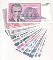 Jugoszlávia 1992-1993. 100D-10.000.000.000D (16xklf) Inflációs Kiadások T:I 
Yugoslavia 1992-1993. 100 Dinara - 10.000.0 - Sin Clasificación