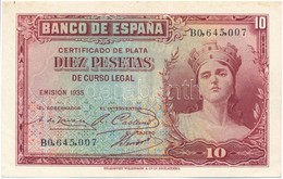 Spanyolország 1935. 10P T:II
Spain 1935. 10 Pesetas C:XF - Sin Clasificación