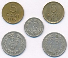 Románia 1952. 10b Cu-Ni + 25b Cu-Ni (2x) + 1953-1954. 5b Cu-Ni-Zn (2xklf) T:1-,2 Kis Ph
Romania 1952. 10 Bani Cu-Ni + 25 - Ohne Zuordnung