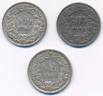 Svájc 1921-1948. 1/2Fr Ag (3xklf) T:2-3
Switzerland 1921-1948. 1/2 Franc Ag (3xdiff) C:XF-F - Sin Clasificación