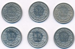 Svájc 1968-1979. 1/2Fr (6xklf) T:2
Switzerland 1968-1979. 1/2 Franc (6xdiff) C:XF - Ohne Zuordnung