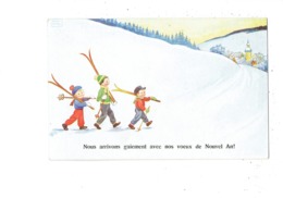 Cpa - Illustration  Wills, John - Enfants Neige Ski - Nouvel An  - SSS 7500/1 - 1937 - Wills, John