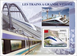 COMORES 2008 - Trains Chinese / Maglev. YT 114, Mi 1902/BL442, Sc 1002 - Comores (1975-...)