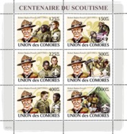 COMORES 2008 - R.Baden Powell & Scouts. YT 1411-1416, Mi 2002-2007, Sc 1035 - Comores (1975-...)