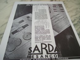 ANCIENNE PUBLICITE  UN CADEAUX MONTRE SARDA BESANCON 1930 - Autres & Non Classés