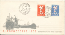 Netherlands FDC 13-9-1958 EUROPA CEPT Complete Set Of 2 With Cachet - 1958