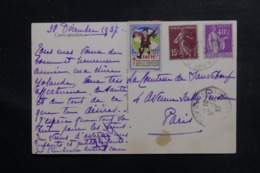 FRANCE - Vignette Contre La Tuberculose Sur Carte Postale En 1937 - L 46903 - Covers & Documents