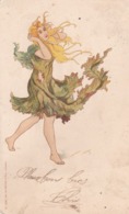 ART NOUVEAU. Ad. WEICK :  L' AUTOMNE . Jeune Femme - Feuille D'automne (robe En Feuille Morte ) - 1900-1949