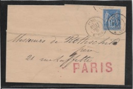 France N°90 Sur Lettre TB - 1876-1898 Sage (Type II)