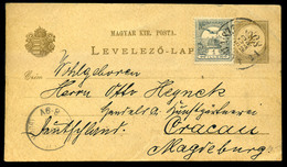 MORVASZENTJÁNOS 1900.03. 2Kr Díjjegyes Levlap 1f Kiegésítéssel Németországba Küldve   /  2 Kr Stationery P.card 1f Uprat - Gebruikt