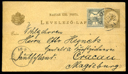 MORVASZENTJÁNOS 1900.03. 2Kr Díjjegyes Levlap 1f Kiegésítéssel Németországba Küldve   /  2 Kr Stationery P.card 1f Uprat - Used Stamps