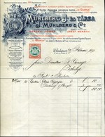 BUDAPEST 1893. Mühlberg és Társa Szivarka Papír , Fejléces Céges Számla /  Letterhead Corp. Bill Cigar Paper - Zonder Classificatie