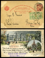 BUDAPEST 1905  5Kr Millenniumi Díjjegyes Levlap, Később Felhasználva,  2*5f-rel Franciaországba Küldve, Ritka!  /  5 Kr - Used Stamps