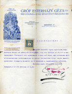 Gróf Esterházy Géza Cognac Gyár, Fejléces, Céges Levél 1912. /  Letterhead Corp. Bill - Ohne Zuordnung