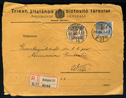 BUDAPEST 1913. Ajánlott Levél Céglyukasztásos Bélyeggel   /  Reg. Letter Corp. Punched Stamps - Used Stamps